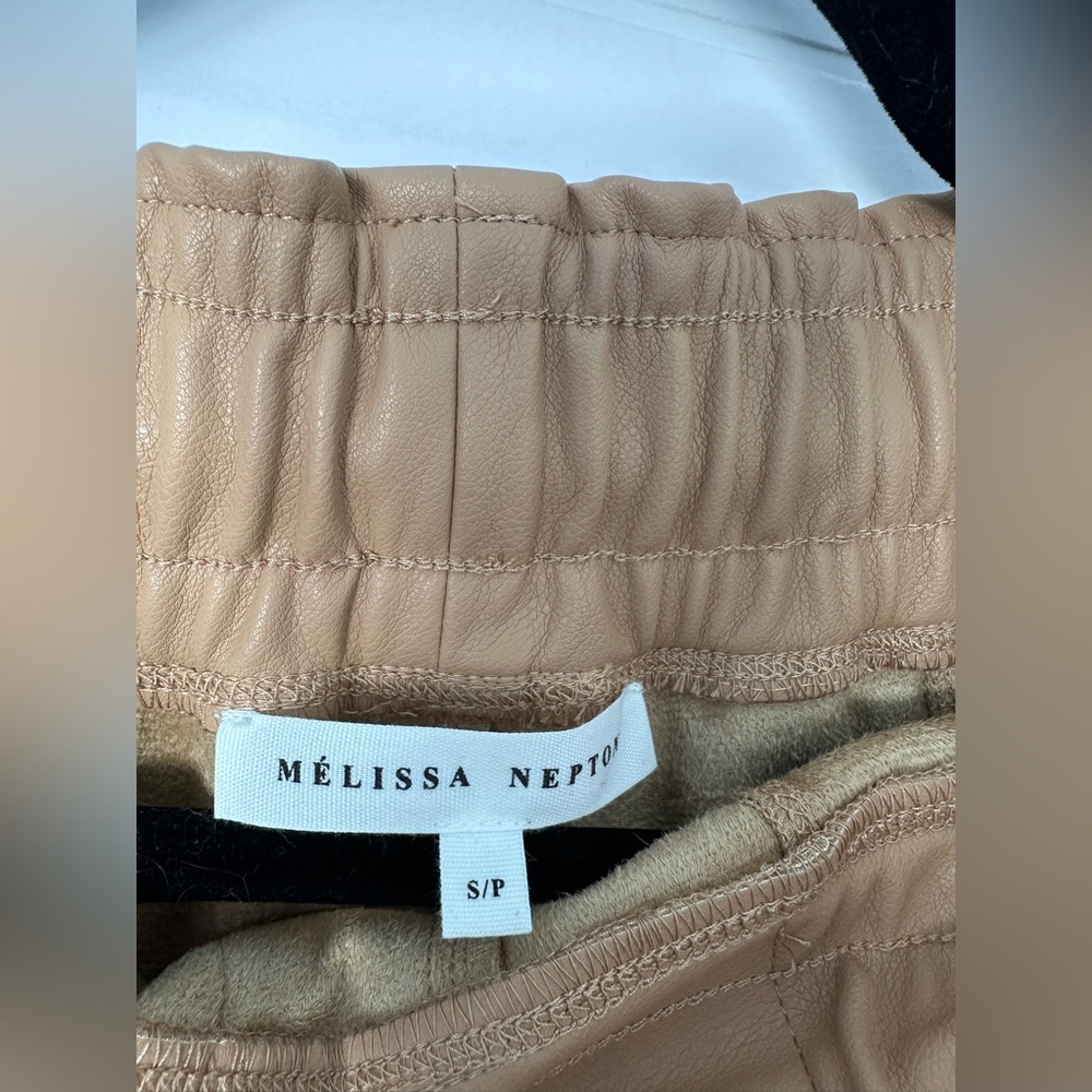 Melissa Nepton Faux Leather Pants | Tan | Size Small | Drawstring Waist - Picture 10 of 13